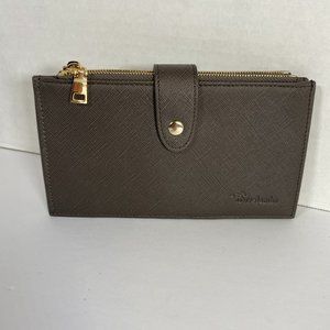 Travelambo Wallet 17 Card Slot Two Zip Sections Gray